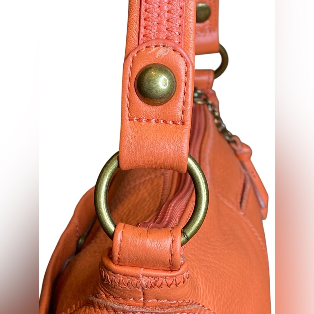 The Sak Iris Medium Orange Leather Hobo Shoulder Bag - Picture 10 of 16